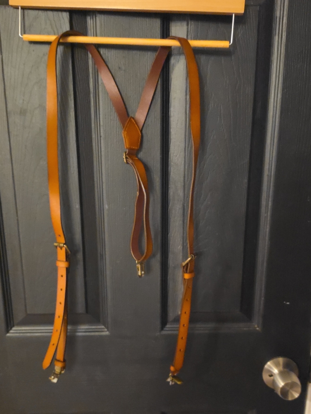 Leather Suspenders for Men - Tan Adjustable Braces